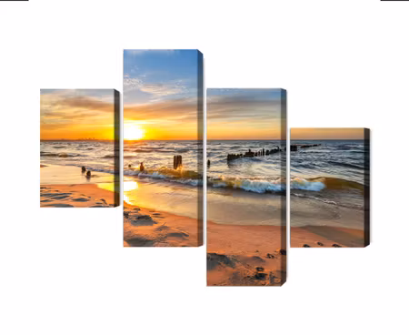 Canvastavla - Multipart Baltic Sea At Sunset