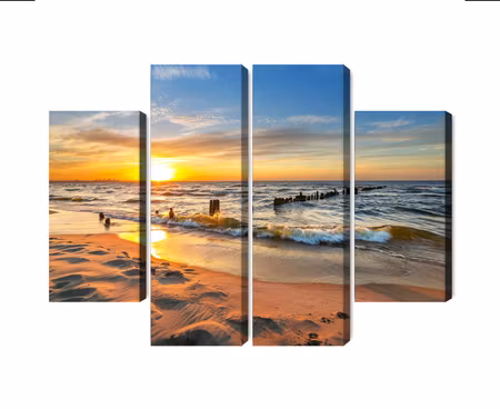 Canvastavla - Multipart Baltic Sea At Sunset