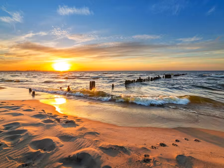 Canvastavla - Multipart Baltic Sea At Sunset