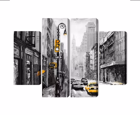 Canvastavla - Multipart American City Street View