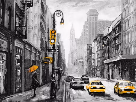 Canvastavla - Multipart American City Street View