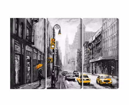 Canvastavla - Multipart American City Street View