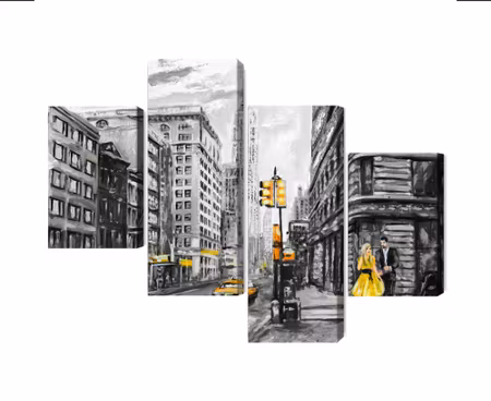 Canvastavla - Multipart View of the Street of New