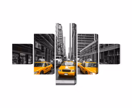 Canvastavla - Multipart Yellow Taxis in New York