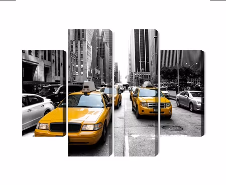 Canvastavla - Multipart Taxis in New York