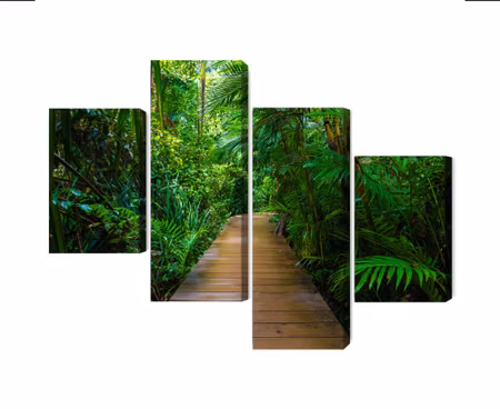 Canvastavla - Multipart Wooden Bridge in a