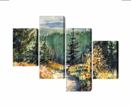 Canvastavla - Multipart Forest Landscape Painted