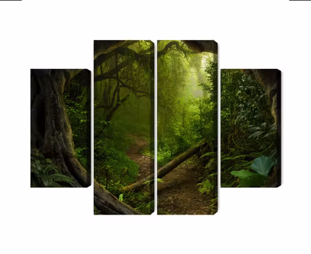 Canvastavla - Multipart Path in a Tropical Forest