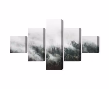 Canvastavla - Multipart D Misty Forest Landscape