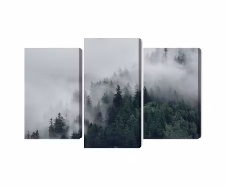 Canvastavla - Multipart Green Misty Forest