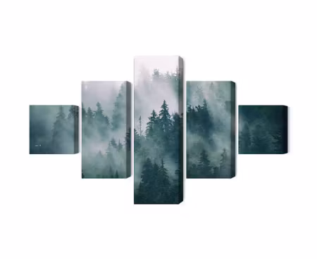 Canvastavla - Multipart Fog in the Green Forest