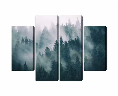 Canvastavla - Multipart Fog in the Green Forest