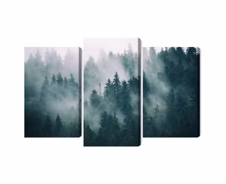 Canvastavla - Multipart Fog in the Green Forest
