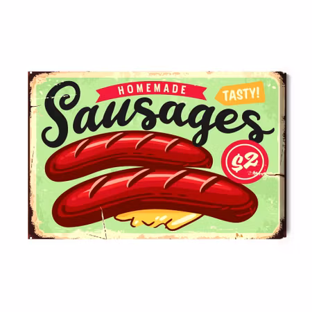 Canvastavla - Sausages and Vintage Lettering