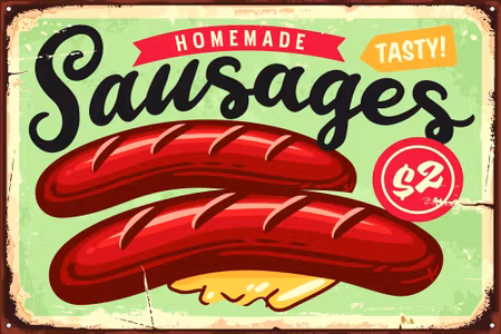 Canvastavla - Sausages and Vintage Lettering