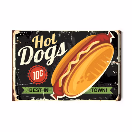 Canvastavla - Hot Dogs Vintage