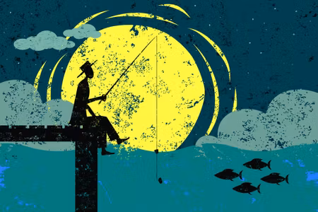 Canvastavla - Night Fishing