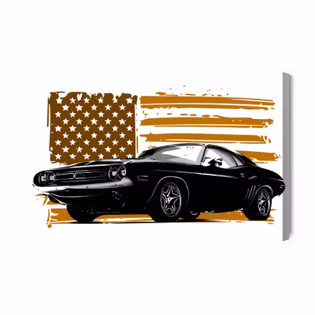 Canvastavla - An American Muscle Car Against a
