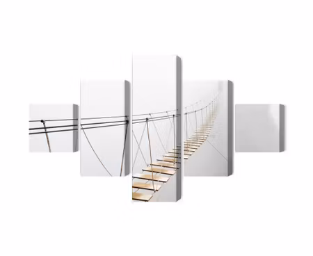 Canvastavla - Multipart Hanging Bridge in the Fog