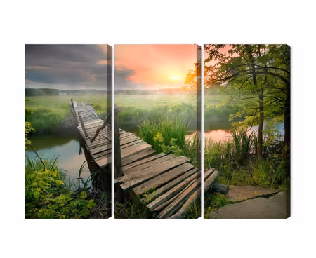 Canvastavla - Multipart Meadow At Dawn