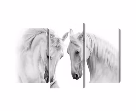 Canvastavla - Multipart Two Horses on a White