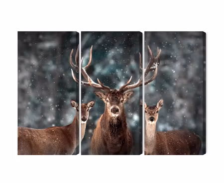 Canvastavla - Multipart a Deer and Two Does in