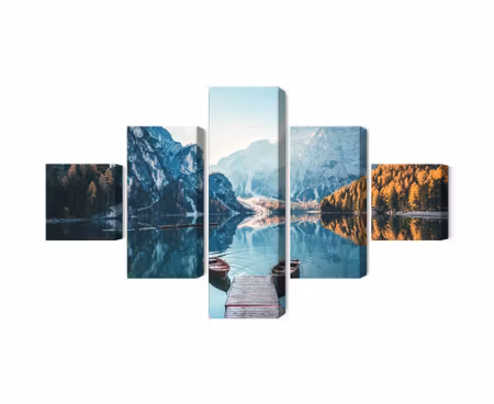 Canvastavla - Multipart Lake Braies in the