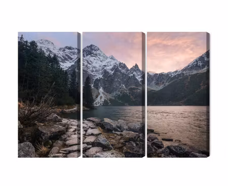 Canvastavla - Multipart Lake and Forest in the
