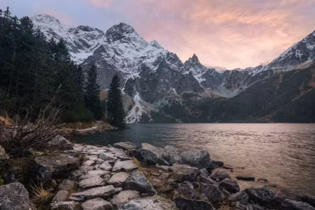 Canvastavla - Multipart Lake and Forest in the