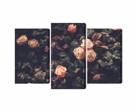 Canvastavla - Multipart Pastel Roses in Vintage