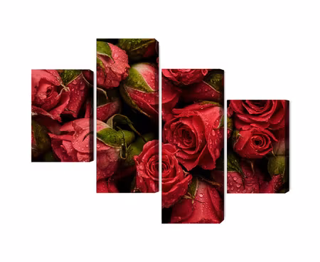 Canvastavla - Multipart Roses with Water Drops