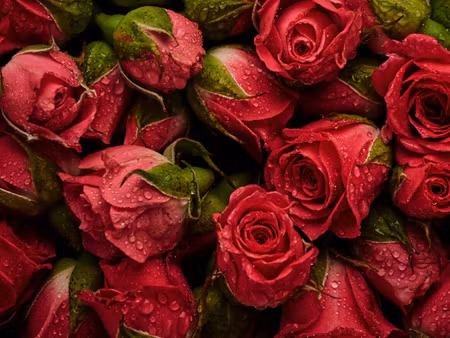 Canvastavla - Multipart Roses with Water Drops