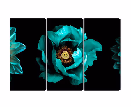 Canvastavla - Multipart Turquoise Flowers on a