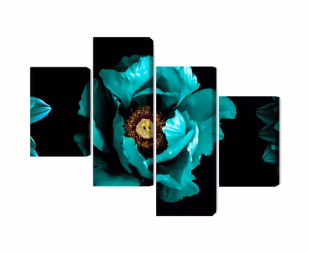Canvastavla - Multipart Turquoise Flowers on a