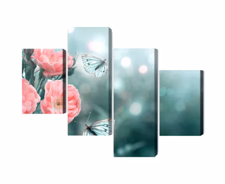 Canvastavla - Multipart Delicate Flowers and D