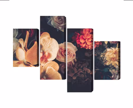 Canvastavla - Multipart Multi-colored Flowers in