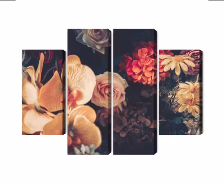Canvastavla - Multipart Multi-colored Flowers in