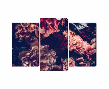 Canvastavla - Multipart Colorful Flowers in a
