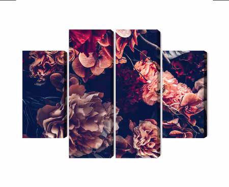 Canvastavla - Multipart Colorful Flowers in a
