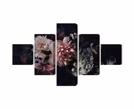 Canvastavla - Multipart Flowers in Vintage Style