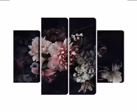 Canvastavla - Multipart Flowers in Vintage Style