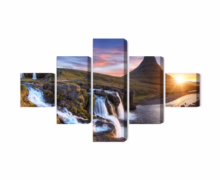 Canvastavla - Multipart Kirkjufell Mountain with