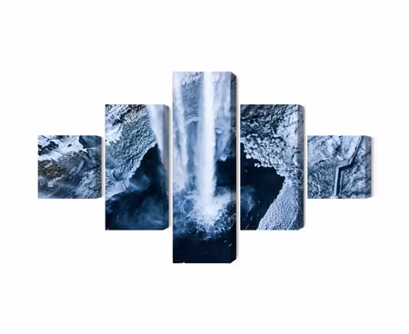 Canvastavla - Multipart Winter Waterfall