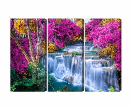 Canvastavla - Multipart a Waterfall in the Fall