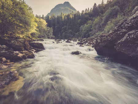 Canvastavla - Multipart Mountain River in the