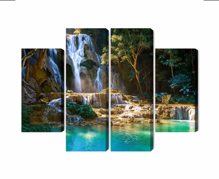 Canvastavla - Multipart Kuang Si Waterfall