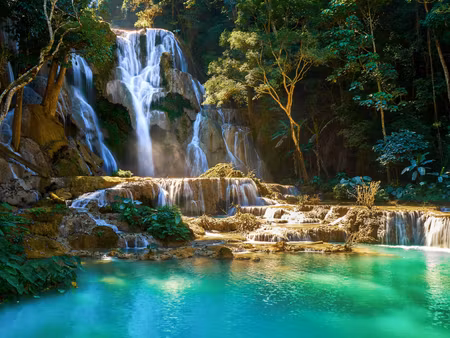 Canvastavla - Multipart Kuang Si Waterfall