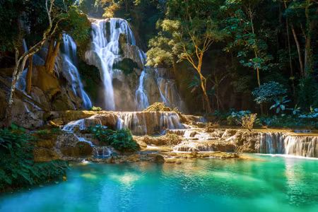 Canvastavla - Multipart Kuang Si Waterfall