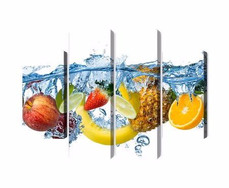 Canvastavla - Multipart Fresh Fruit in the Water