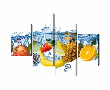 Canvastavla - Multipart Fresh Fruit in the Water
